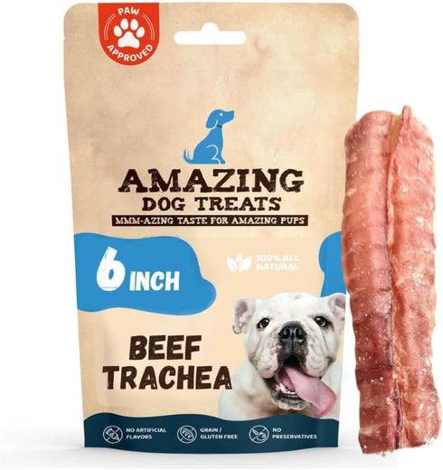 Amazing Dog Treats - 6 Inch Beef Trachea Dog Chews (10 pcs