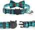 Cat Collar Breakaway with Bell and Bow Tie, Adjustable Plaid Design for Kittens, 6.8-10.8in, Cyan-Blue