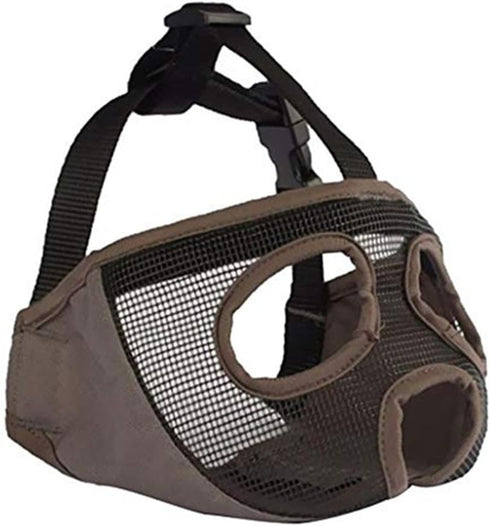Short Snout Dog Muzzle – Adjustable Breathable Mesh Bulldog Muzzle for Biting, Chewing, Grooming (Grey, S)