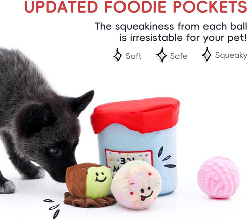 Ice Cream Puzzle Toy for Dogs, Hide and Seek Toy for Puppy Sniffing Balls, Cute Food Plush Toy for Small and Medium