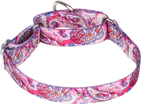 Adjustable Martingale Dog Collar, Heavy Duty Nylon for Medium Large Dogs Walking Training (XL, Pink)
