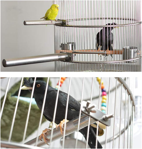 Bird Perch Stainless Steel Stand - Parrot Rod Grinding Claws Trimming Beak Nails Grinding Stick Exercise Platform for
