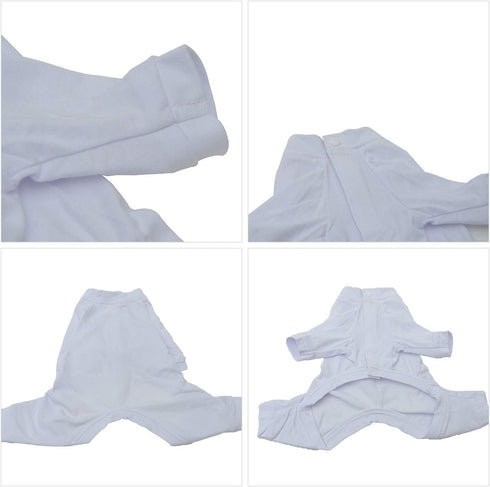 Lovelonglong Four Feet Dog Lightweight Pajamas, Pure Cotton Dog Jumpsuits T-Shirt for Large Medium Small Dogs (White S)
