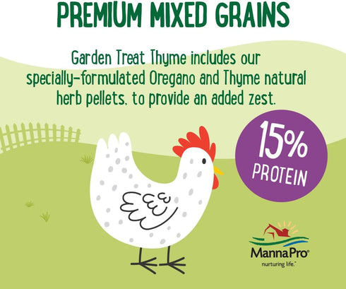 Manna Pro Farmhouse Favorites – Garden Treat Thyme – Poultry Feed Supplement with Oregano & Thyme