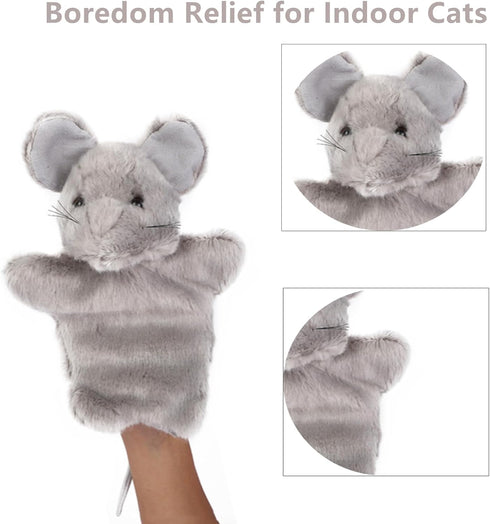Dmykluc Cat Wrestling Toy Puppet - Interactive Hand Glove for Bored Indoor Cats, Safe Enrichment Play for Kittens