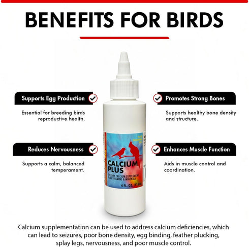 4 Oz Morning Bird Calcium Plus Liquid for Birds Calcium Supplement with Vitamins and Minerals for Strong Eggshells