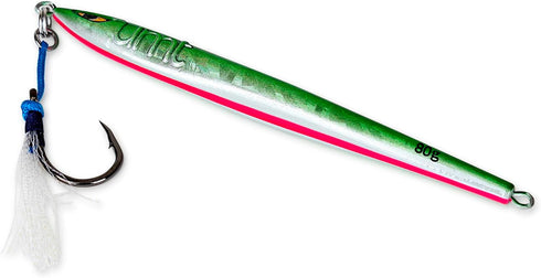 80g 1, 5, 10 Packs Tuna Riser jigs Green/White, Pink Glow