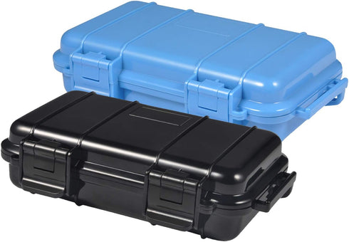 Waterproof Airtight Plastic Container, Dry Storage Box with 2 U Shape Buckle for Fishing, Camping, Hiking (L-Blue)