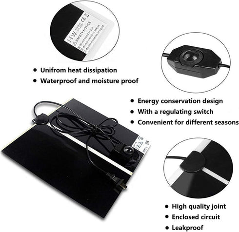 2 Pack Reptile Under Tank Heating Pad, Hermit Crab Heater with Temperature Control, Waterproof Heat Mat (11 x 11 Inch)