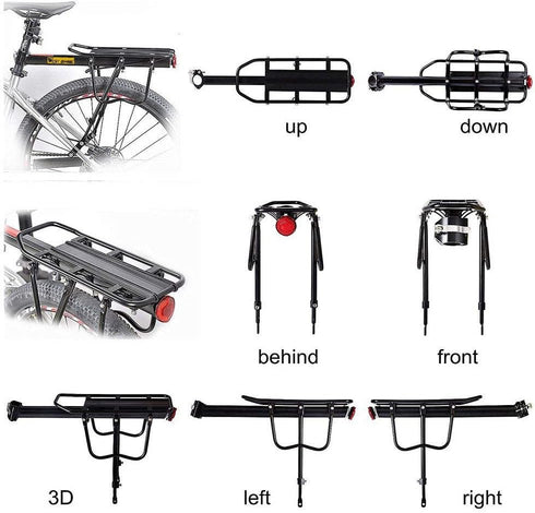 West Biking Adjustable Bike Cargo Rack - 110Lb Capacity, Cycling Equipment Stand, Reflective Logo
