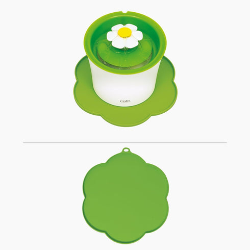 Catit Flower Shape Cat Placemat, Green, 11.8in Diameter