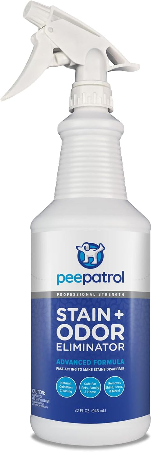 peepatrol Pet Stain + Odor Eliminator, 32 oz Spray Bottle, Professional Strength Formula for Biological Messes on Fabric