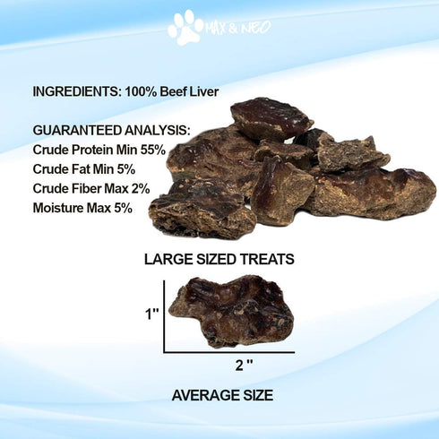 Max and Neo Freeze Dried Beef Liver Dog Treats, Single Ingredient, Human Grade Beef, 1 for 1 Donation