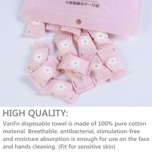 (50PCS) VanFn Disposable Towel, Compressed Towel, Mini Disposable Compressed Washcloth, Cotton Portable Disposable