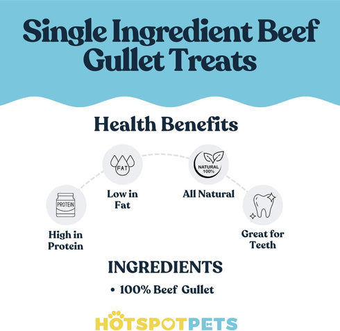 hotspot pets All-Natural Braided Beef Gullet Sticks (5 Pack), Grass-Fed 6'' Jerky Treats for Joint Health