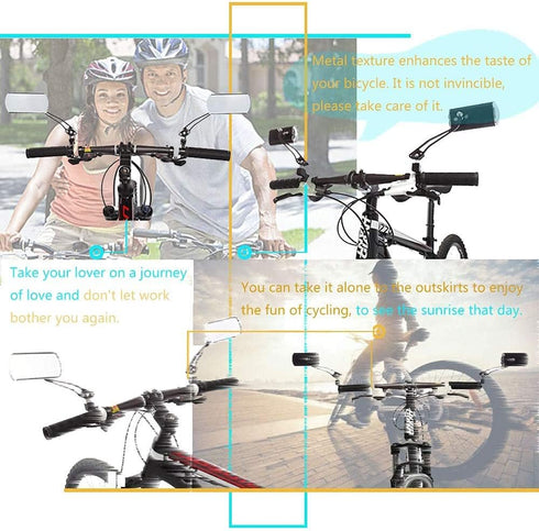 Handlebar Rearview Bike Mirrors, 2 Pack for Electric, Mountain, and Fixed Gear Bikes (Black)