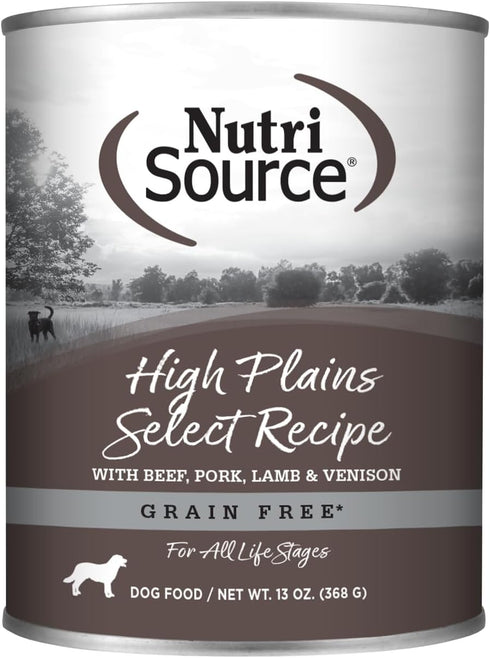 NutriSource High Plains Select Grain Free Wet Dog Food, Beef, Pork, Lamb,