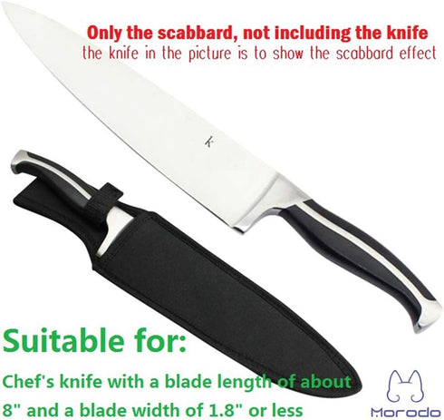 Morodo 8" Chef Knife Scabbard Sheath, Black Nylon