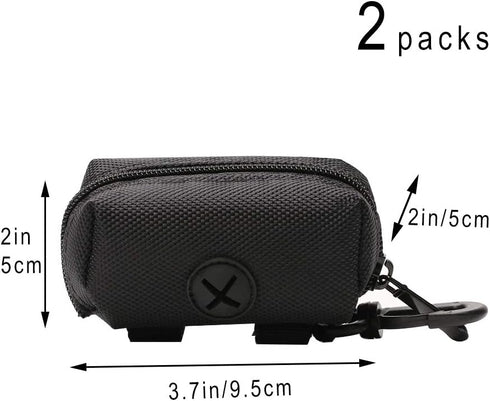 2 Pack Dog Poop Bag Dispenser - Leash Pet Dog Waste Bag Holder in Black
