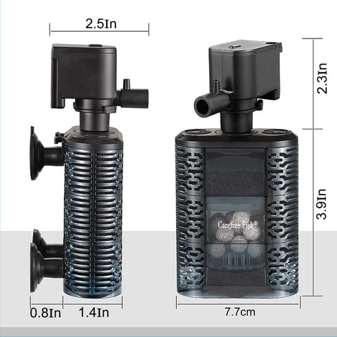 3~15Gal Carefree Fish Aquarium Small Sponge Filter for Fish Tank Quiet for Saltwater and Freshwater with Biochemical