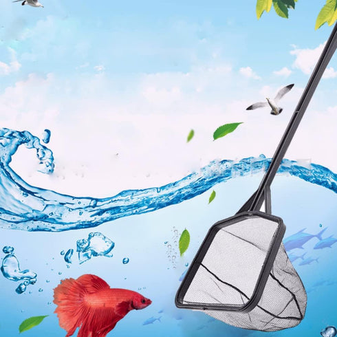 Aquarium Fish Net, Lightweight Nylon Fish Tank Fishing Net, Square Fish Shrimp Net with Plastic Handle