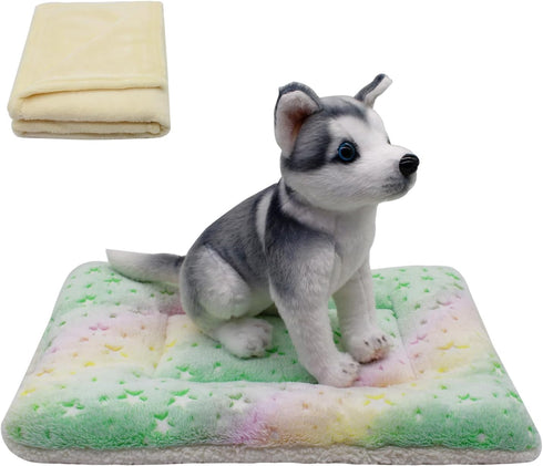 Cat Dog Bed Mat & Blanket, Reversible Pets Crate Pad Bed Mat, Ultra Soft Warm Fleece for Small Puppy Kitty, Washable