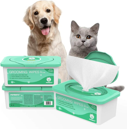 Pet Wipes for Dogs & Cats, Extra Moist & Thick Grooming Puppy