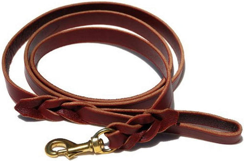 Ray Allen Mfg Signature K9 Braided Leather Leash, 6-Feet x 3/4-Inch, Burgundy