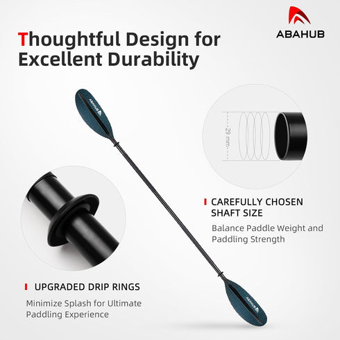 90.5 Inches Abahub Kayak Paddle, Kayaking Oars for Boating, Canoeing with Free Paddle Leash, Aluminum Alloy Shaft