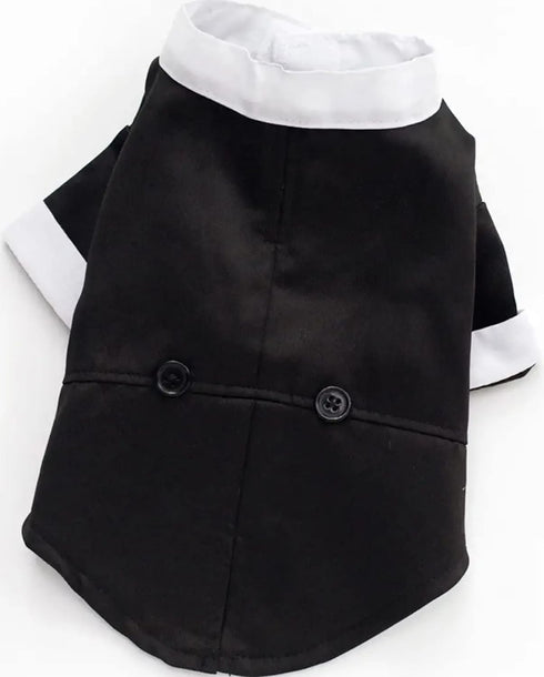 GabeFish Pets Wedding Jackets Suit for Dogs with Bow Tie, Black Tuxedo, Small