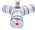 Cat Tunnel Collapsible Tube with 1 Play Ball Toys - 3 Ways Tunnels for Indoor Cats, Puppy, Rabbit (White and Gray)