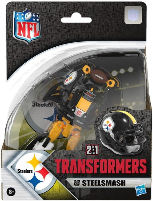 5.5-Inch 8+ Transformers NFL Pittsburgh Steelers Steelsmash Action Figure Changes from Robot to Helmet, Football Toys