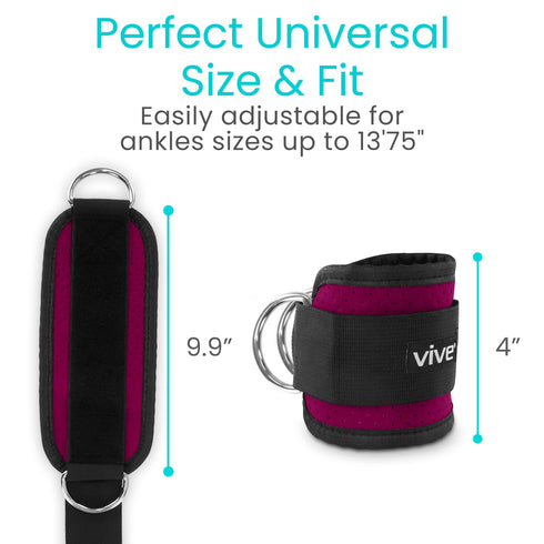 Vive Workout Ankle Straps for Women, Cable Kickback Machine Pair for Weighted Legs, Glutes, Abs