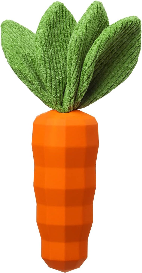 MewaJump Dog Squeaky Chew Toys for Aggressive Chewers, Rubber Carrot Dog Toys for Training, Interactive Tough Dog Toy
