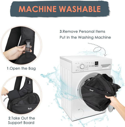 SlowTon Dog Sling Carrier, Hands-Free Papoose for Small Animals Up to 12 lbs, Adjustable Padded Strap, Machine Washable
