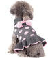 KYEESE Turtleneck Dog Sweater Dress for Small Dogs, Polka Dot Knit Pullover with Leash Hole, Warm Pet Sweater