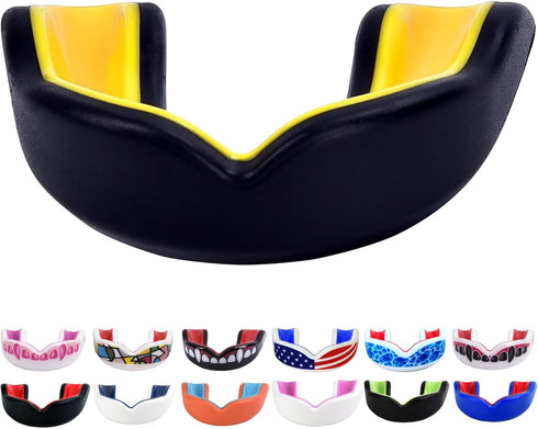 Youth Mouth Guard for Kids (USA Flag & Fangs) - 20 Colors to Choose from - Football, MMA, Rugby, Boxing