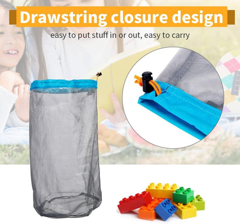 Ultralight Camping Mesh Storage Bag, Drawstring Nylon Sack for Outdoor Travel Hiking (XL-Blue)