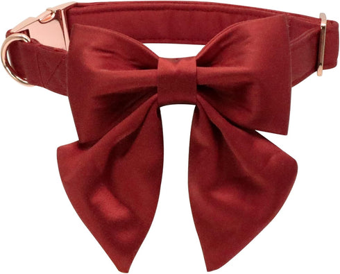 Lionet Paws Bowtie Dog Collar, Comfortable Silk Collar with Detachable Bow Tie for Puppy and Cat, Neck 8-12 Inches