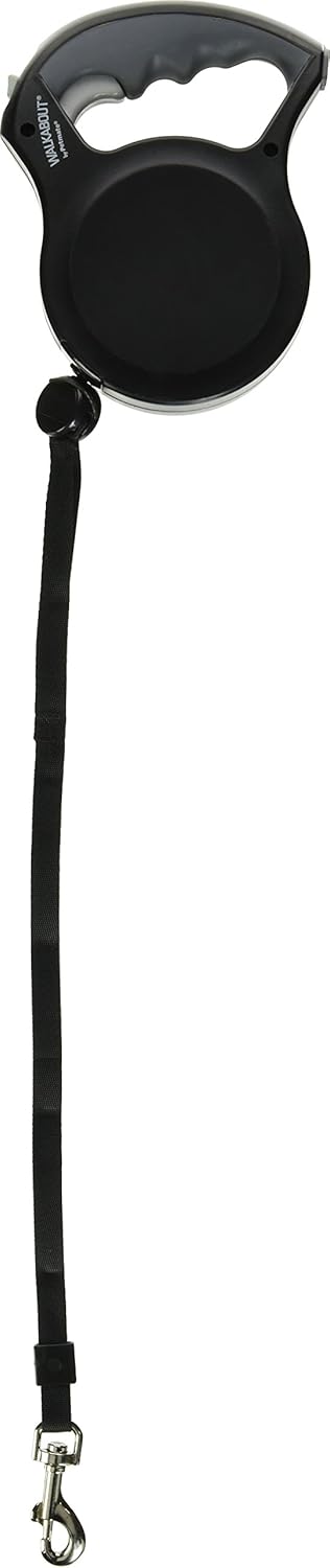 Petmate Walkabout Retractable Dog Leash, Black, Cord for Dogs up to 44 Pounds, 16 Feet, Medium