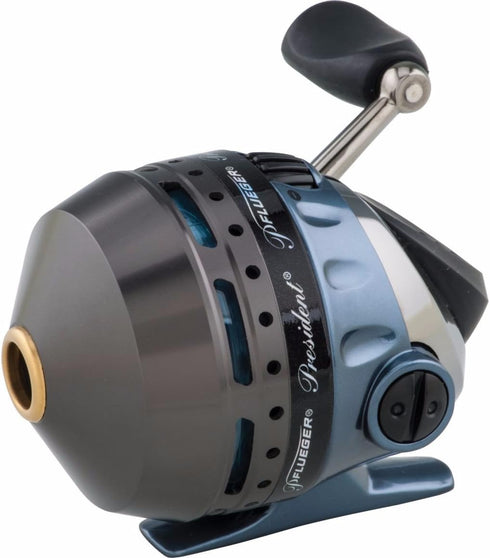 Pflueger President Spincast Reel, Size 10 Fishing Reel, Right/Left Handle, Aluminum Spool, Dial Drag System, Blue