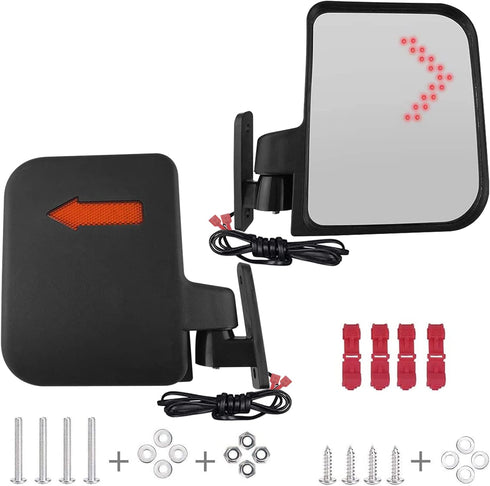Universal Golf Cart Side Mirrors - Golf Cart Mirror with Turn Signal Light, Rear View Mirrors for Club Car, Ezgo, Yamaha