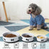 Sweejar Ceramic Dog Bowls with Bone Pattern, 16 Fl Oz Porcelain Pet Bowl for Small Dogs, Fog Blue