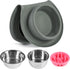 100% Waterproof BPA Free Pet Dog Bowls - 2 Stainless Steel (53oz+27oz) with Silicone Mat + Slow Feed Bowls for Dogs