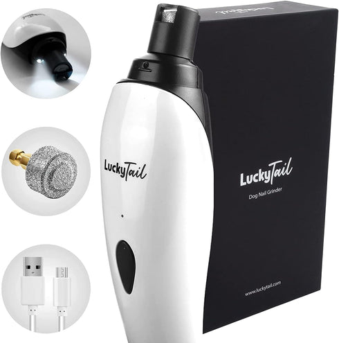 LuckyTail Pet Nail Grinder for Dogs and Cats, Super Quiet, USB Rechargeable, 2 Speeds