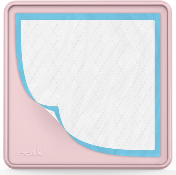 Pee Pad Tray Holder for Dogs - Large Pink Silicone Mat with No Spill Raised Lip, Extra Thick Non-Slip for Indoor Floor