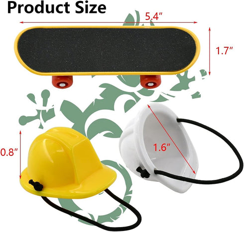 Vehomy Bearded Dragon Accessories - Small Engineer Hat for Bearded Dragon, Mini Scooter for Hamster, 3Pcs
