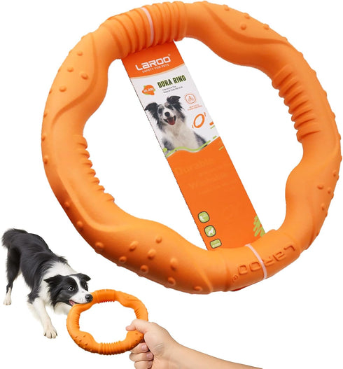 LaRoo Dog Toys for Large Dogs, Floatable Dog Flying Discs Tug Toy, Interactive Tug of War Ring Toy, Funny Fetch