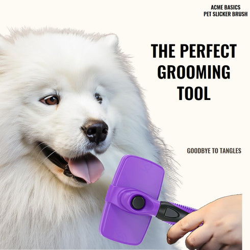 Acme Basics Pet Slicker Grooming Brush, Deshedder for Short/Long Haired Dogs & Cats, Large Size