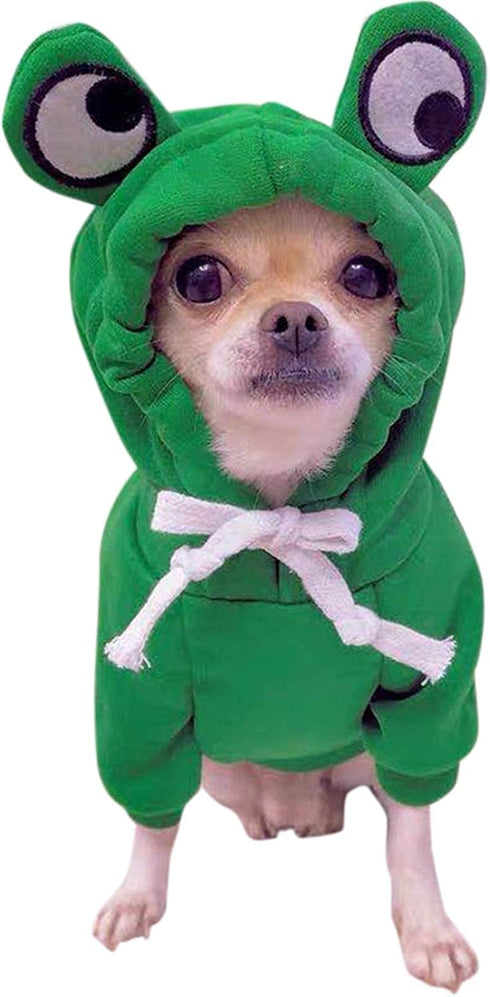 ChezAbbey Dog Hoodies, Pet Frog Clothes Outfit for Cold Weather, Doggie Hooded Sweatshirts for Small Medium Dogs